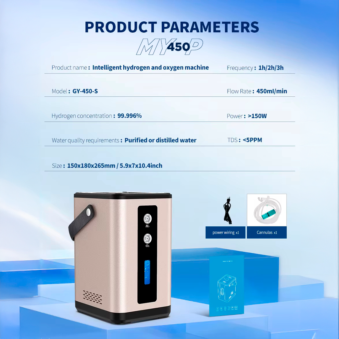 My450 - Hydrogen Oxygen Generator Inhaler – 450ml/min – High-Purity H2 Inhalation Therapy